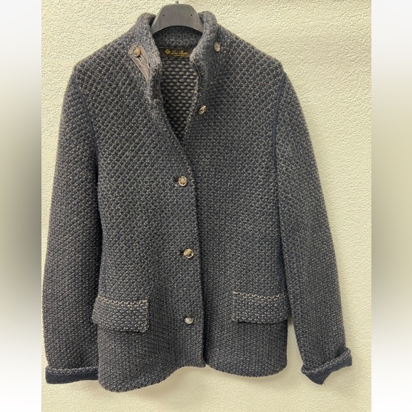 Loro Piana textured knit cashmere leather military jacket blazer cardigan - Picture 2 of 15